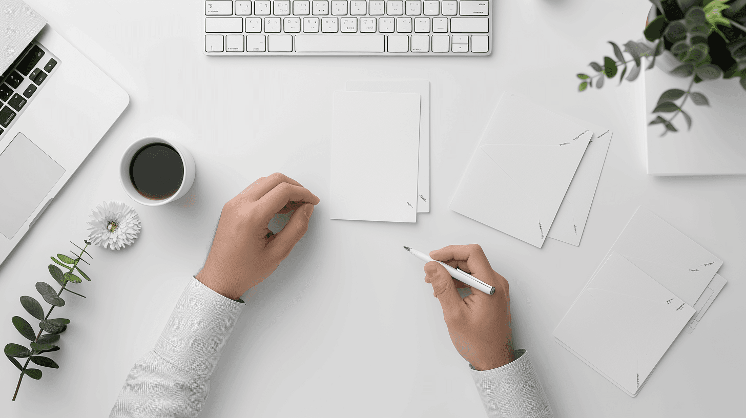 A new solo attorney at a fresh minimal desk setup with a laptop, notepad, and small plant, first client inquiry visible on screen, hopeful and energized editorial photography style conveying the optimistic launch of a new practice.